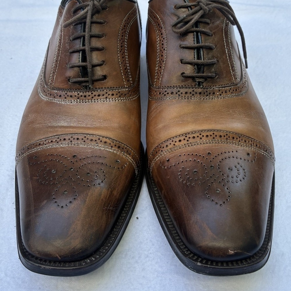 TO‎ BOOT NEW YORK Mens Dress Shoe Brown Leather Italian Cap Toe Oxfords Size 9M